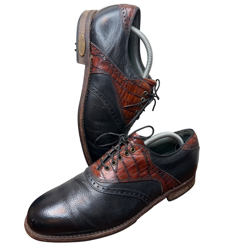 FootJoy Premiere Classics Dry 9.5 D Golf Shoes Wingtip Black Brown 50487 USA